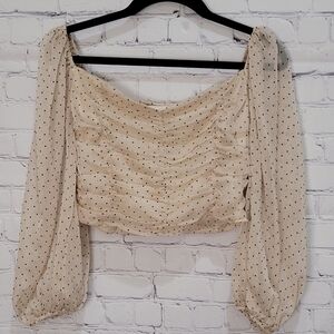 2Bella Top,‎ Sheer Sleeves, Cropped, Size Small